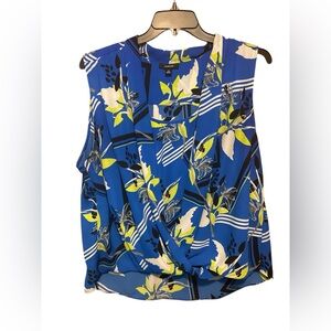 ALFANI Ladies Blue Floral Sleeveless Blouse Size XXL